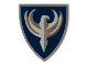 Part No: 3846pb017  Name: Minifigure, Shield Triangular  with Dark Blue and Gold Jayko Hawk Pattern