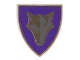 Part No: 3846pb018  Name: Minifigure, Shield Triangular  with Purple and Gold Danju Wolf Pattern