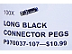 Set No: 970037  Name: Long Black Connector Peg (Pack of 100)