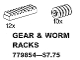 Set No: 9854  Name: Worm Gear Pack (Gear & Worm Racks/Rack and Worm Gears)