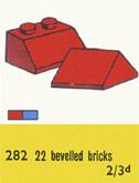 282-1 2 x 2 Sloping Roof Bricks, Red