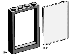 3448-1 1 x 4 x 5 Black Window Frames with Clear Panes