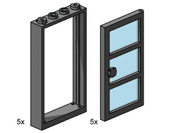 3449-1 1 x 4 x 6 Black Door Frame with Transparent Blue Panes