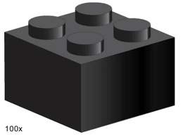 3453-1 2 x 2 Black Bricks