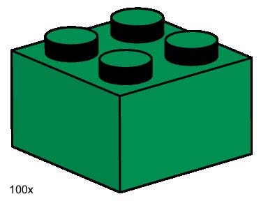 3456-1 2 x 2 Dark Green Bricks