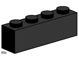 3468-1 1 x 4 Black Bricks