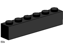 3473-1 1 x 6 Black Bricks