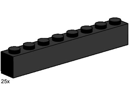 3478-1 1 x 8 Black Bricks