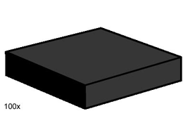 3492-1 2 x 2 Black Smooth Tiles