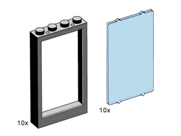 3508-1 1 x 4 x 5 Black Window Frame with Blue Pane