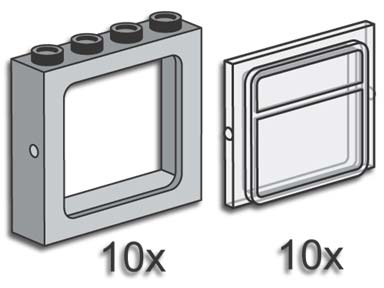 3733-1 Gray Windows with Clear Panes