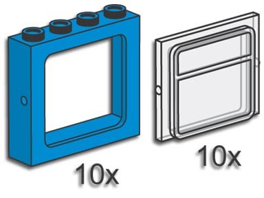 3734-1 Train Windows with Panes Blue