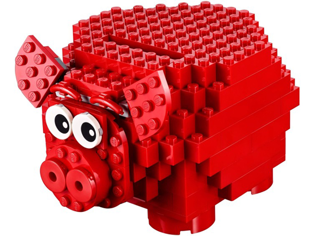 40155-1 Coin Bank, Red Piggy Bank