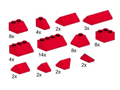 5151-1 Roof Bricks, Red, 45 Degrees