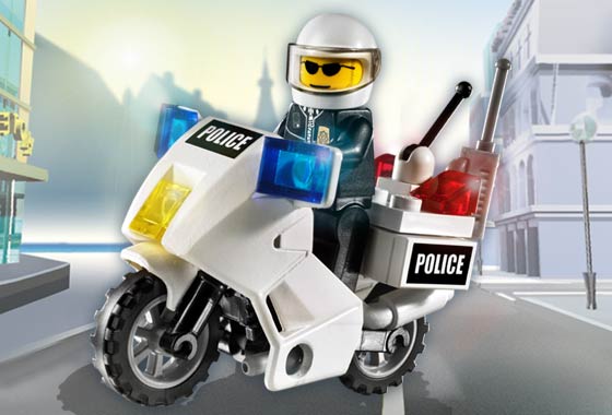 7235-1 Police Motorcycle - Black/Green Sticker Version