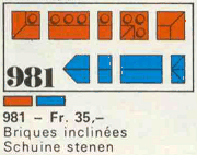 981-1 34 sloping profile bricks, including profile peak bricks, Red