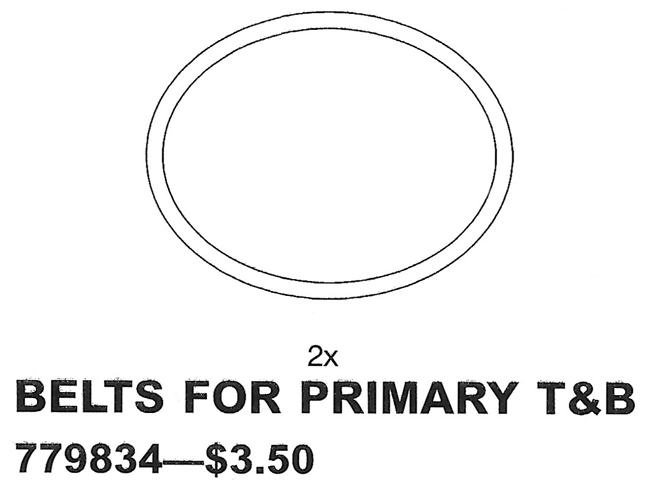 9834-1 Belts for Primary Simple Machines (Belts For Primary T&B)