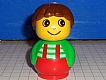 invID: 304709913 M-No: baby010  Name: Primo Figure Boy with Red Base, Green Top with Red Suspenders with White Stripes, Brown Hair
