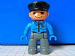 invID: 53424548 M-No: 47394pb052  Name: Duplo Figure Lego Ville, Male Post Office, Dark Bluish Gray Legs, Blue Jacket with Mail Horn, Black Police Hat