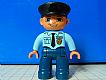invID: 41723538 M-No: 47394pb141  Name: Duplo Figure Lego Ville, Male Police, Dark Blue Legs, Light Blue Top with Badge and Tie, Nougat Hands, Black Hat