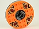 invID: 124255250 P-No: bb0549c07pb01  Name: Turntable 6 x 6 x 1 1/3 Round Base Serrated with Orange Top and Dark Red Faces on Dark Tan and Dark Gray Pattern (Ninjago Spinner)