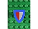 invID: 158637889 P-No: 3846p47  Name: Minifigure, Shield Triangular  with Red and Gray Halves and Blue Border Pattern