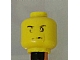 invID: 180393618 P-No: 3626cpb1973  Name: Minifigure, Head Male Angry Eyebrows and Scowl, Reddish Brown Left Cheek Line Pattern - Hollow Stud