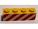 invID: 180833259 P-No: 3010pb188  Name: Brick 1 x 4 with Red and White Danger Stripes (White Corners) Pattern on One Side (Sticker) - Set 60080