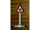 invID: 182833736 P-No: 747pb06c02  Name: Road Sign with Post, Triangle with Pedestrian Crossing 2 People Pattern, Type 2 Base