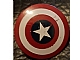 invID: 260037473 P-No: 75902pb01  Name: Minifigure, Shield Circular Convex Face with White Ring, Star in Dark Blue Circle Pattern (Captain America)