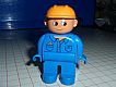 invID: 32039012 M-No: 4555pb081  Name: Duplo Figure, Male, Blue Legs, Blue Top with Cell Phone in Pocket, Construction Hat Orange