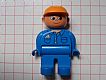 invID: 22954662 M-No: 4555pb081  Name: Duplo Figure, Male, Blue Legs, Blue Top with Cell Phone in Pocket, Construction Hat Orange