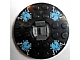 invID: 201030505 P-No: 92549c02pb04  Name: Turntable 6 x 6 x 1 1/3 Round Base with Black Top with Blue Skulls on White Pattern (Ninjago Spinner)