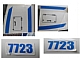 invID: 182895768 P-No: 54701c02pb01  Name: Aircraft Fuselage Aft Section Curved with Dark Bluish Gray Base with Door Panels and Blue '7723' Pattern on Both Sides (Stickers) - Set 7723