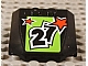 invID: 208890350 P-No: 45677pb073  Name: Wedge 4 x 4 x 2/3 Triple Curved with 2 Red Stars and '27' on Lime Background Pattern (Sticker) - Set 60055