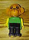 invID: 140562787 M-No: fab8d  Name: Fabuland Monkey - Chester Chimp, Brown Head, Black Legs, Green Top, Yellow Arms
