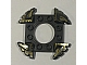invID: 217998272 P-No: 98343pb02  Name: Ring 4 x 4 with 2 x 2 Hole and 4 Serrated Ends with Black and Pearl Gold Pattern (Ninjago Spinner Crown)