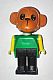 invID: 224975757 M-No: fab8d  Name: Fabuland Monkey - Chester Chimp, Brown Head, Black Legs, Green Top, Yellow Arms