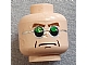 invID: 153196249 P-No: 3626bpb0199  Name: Minifigure, Head Glasses, Green and Silver, Brown Arched Eyebrows, Frown Pattern (Dr. Octopus) - Blocked Open Stud