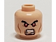invID: 233915081 P-No: 3626cpb0932  Name: Minifigure, Head Dual Sided Black Bushy Eyebrows, Brown Goatee, Cheek Lines, Angry / Bared Teeth with Red Eyes Pattern - Hollow Stud
