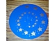 invID: 151860809 P-No: 6177px4  Name: Tile, Round 8 x 8 with 4 Studs in Center with Gold Swirling Stars Pattern