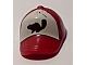 invID: 235553190 P-No: 93219pb03  Name: Minifigure, Headgear Cap - Short Curved Bill with Seams and Button on Top with Dark Brown Beaver Silhouette on White Background Pattern