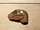 invID: 236765316 P-No: 98065pb03  Name: Dinosaur Head Raptor with Pin Hole with Tan Teeth and Olive Green Splotches Pattern