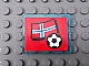 invID: 238490887 P-No: 3855pb026  Name: Glass for Window 1 x 4 x 3 with Flag of Norway and Soccer Ball on Red Background Pattern (Sticker) - Set 3407