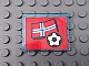 invID: 238490940 P-No: 3855pb026  Name: Glass for Window 1 x 4 x 3 with Flag of Norway and Soccer Ball on Red Background Pattern (Sticker) - Set 3407