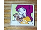 invID: 252545781 P-No: 3068pb1068  Name: Tile 2 x 2 with Portrait of Female with Paw Print T-shirt and Brown and White Pug Pattern (Sticker) - Set 41305