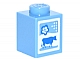 invID: 254216265 P-No: 3005pb016  Name: Brick 1 x 1 with Blue Cow and Flower on White Background Pattern (Milk Carton)