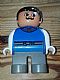 invID: 262143110 M-No: 4555pb054  Name: Duplo Figure, Male, Dark Gray Legs, Blue Top with Gold Necklace and Belt, Moustache (King)