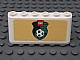 invID: 269582353 P-No: 4176pb12  Name: Windscreen 2 x 6 x 2 with LEGO Logo and Football / Soccer Ball on Green Shield on Yellow Background Pattern (Sticker) - Sets 3409-1 / 3410 / 3420-1 / 3420-2 / 3420-4 / 3421 / 3425-1
