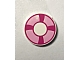 invID: 270907398 P-No: 14769pb002  Name: Tile, Round 2 x 2 with Bottom Stud Holder with Magenta and Bright Pink Life Preserver, Curved Bands Pattern